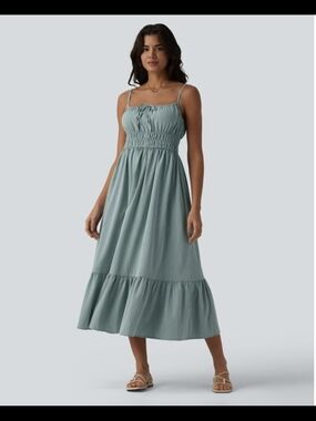 Halara Silverwood Sage Midi Flowy Sundress
